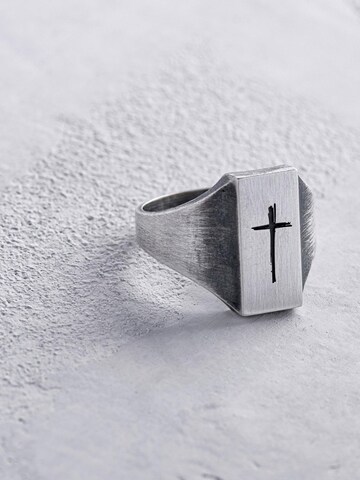 REYTEL Ring 'CROS PATH' in Silver: front
