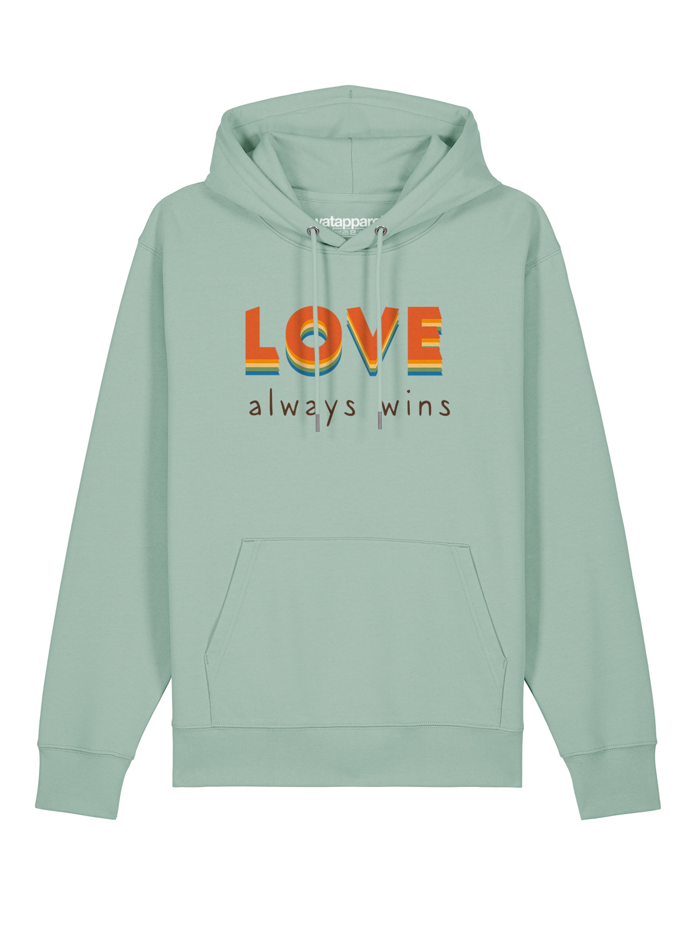 Watapparel Sweatshirt ' Love always wins ' in Groen: voorkant