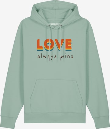 Watapparel Sweatshirt ' Love always wins ' in Groen: voorkant