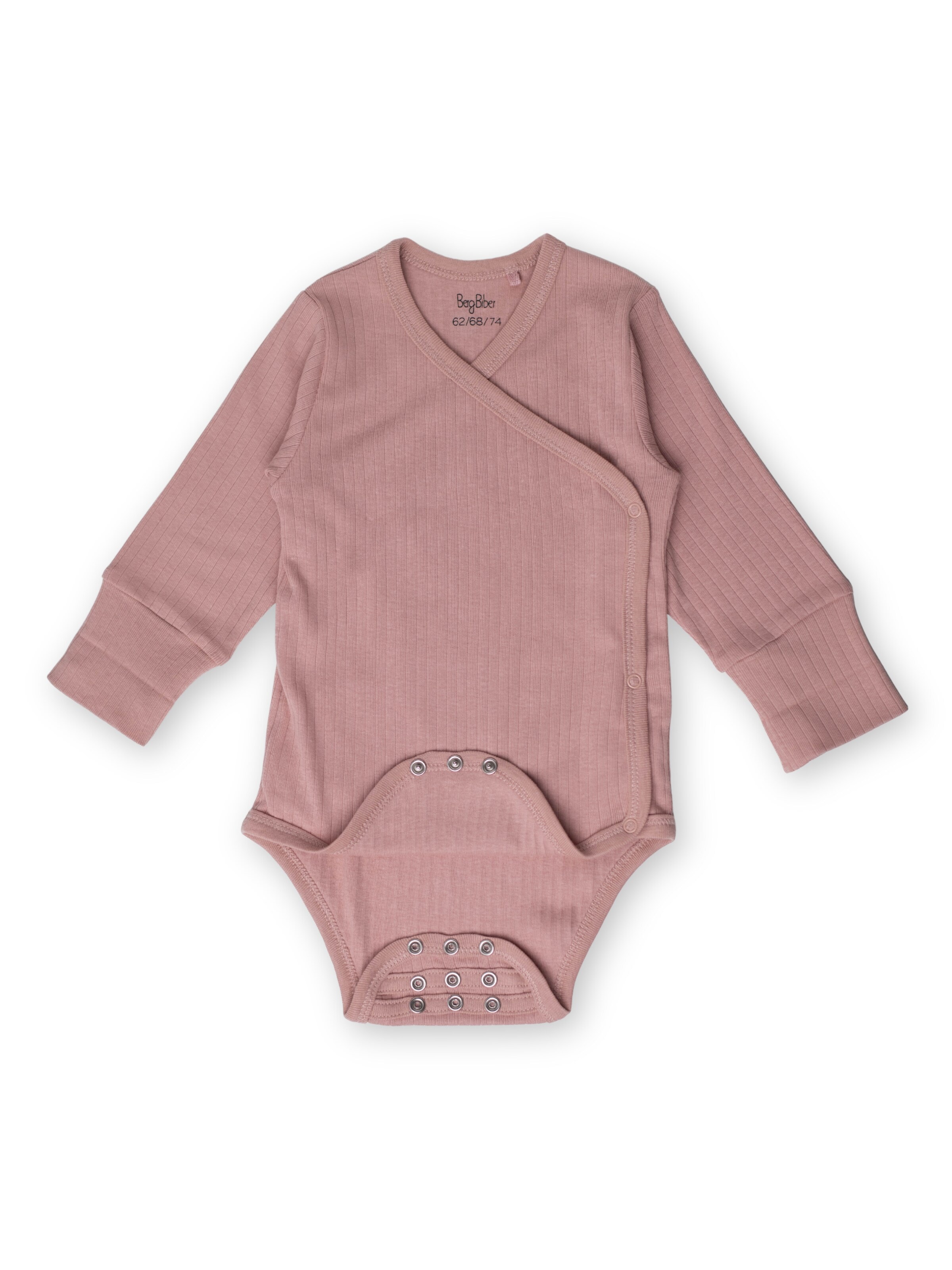 BergBiber Strampler/Body 'Wickel Body Niko (mitwachsend)'‌‌‌‌‌ in Pink: Vorderseite