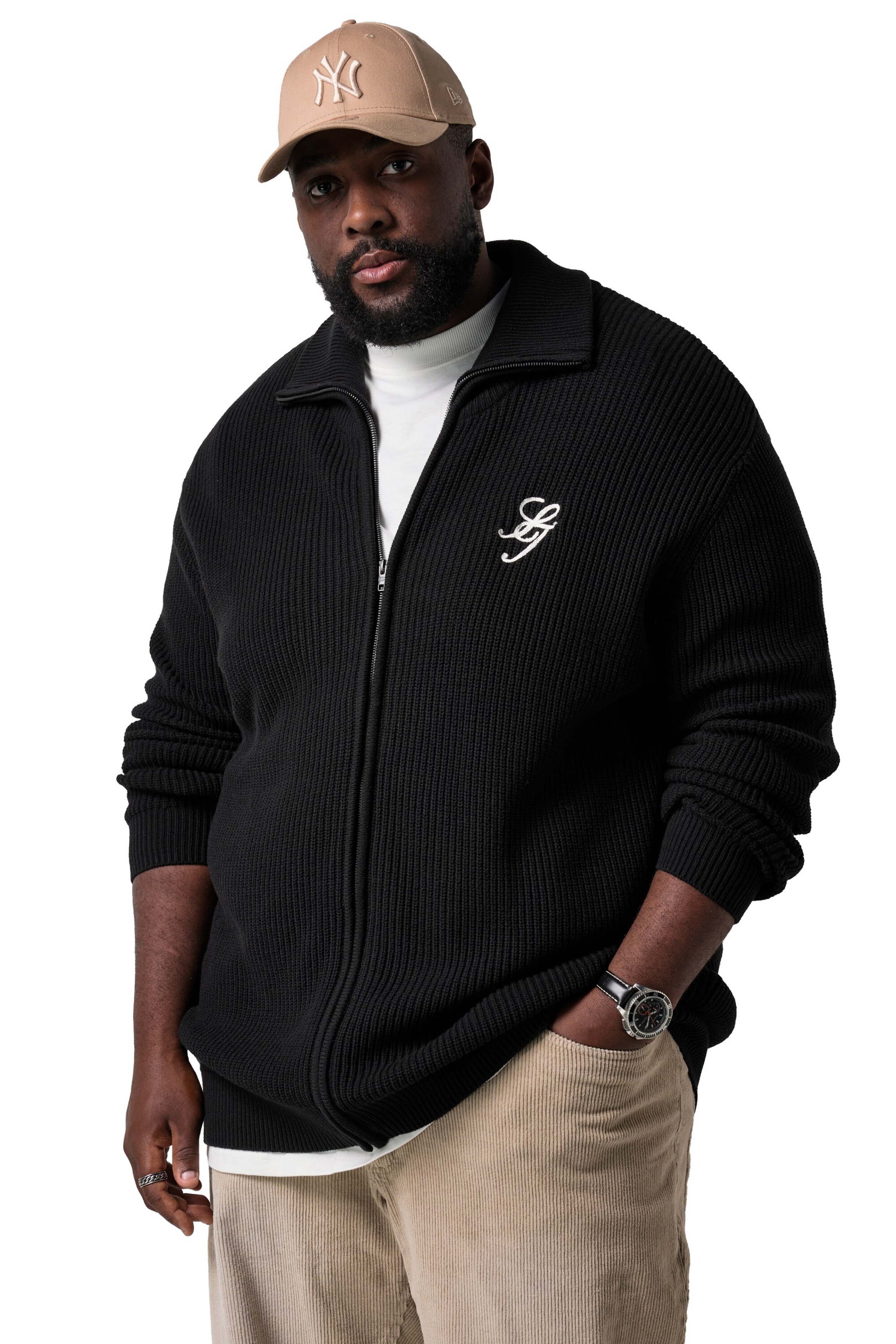 STHUGE Strickjacke in Schwarz: Vorderseite