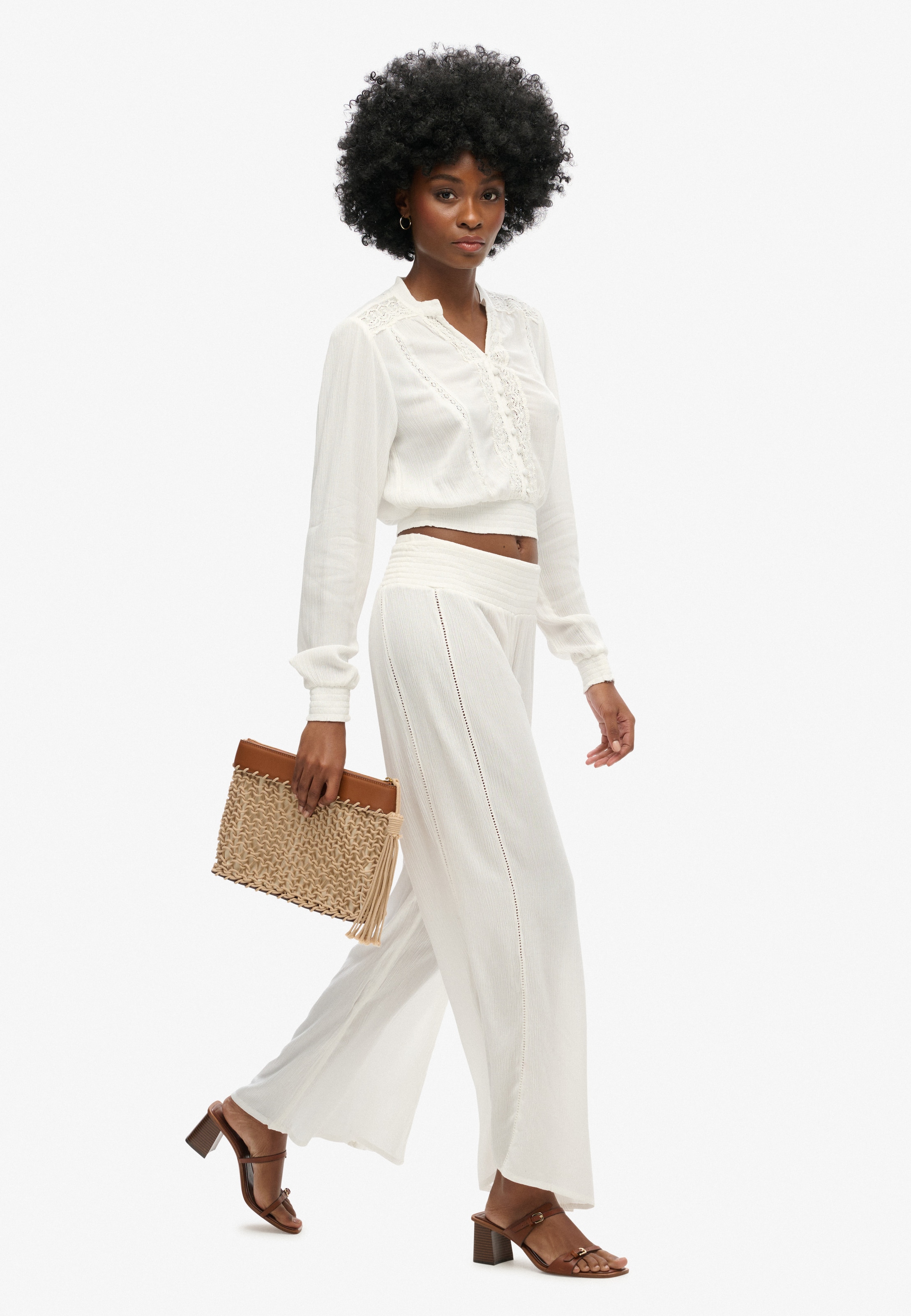 Superdry & Co Wide Leg Hose in Weiß