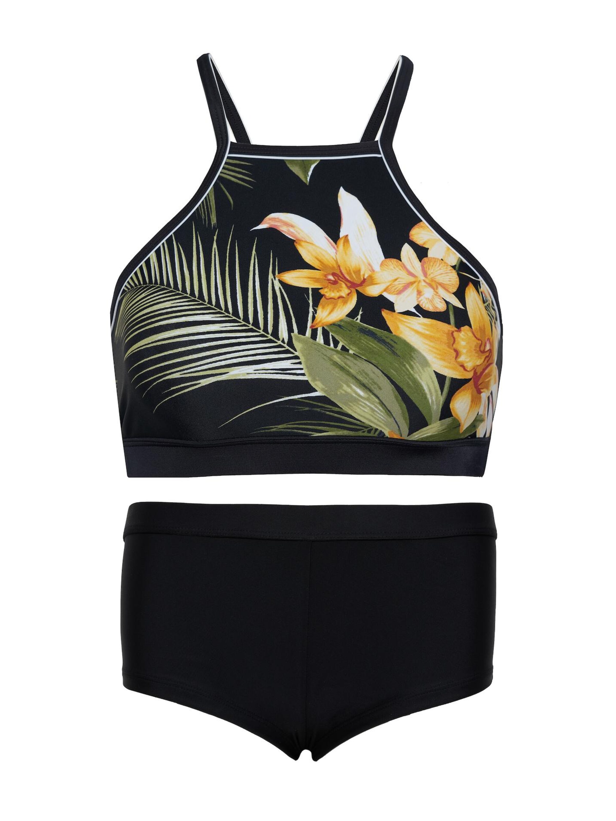 La V Bikini 'Bikini hipster broekje en crop top met racerback' in Zwart: voorkant