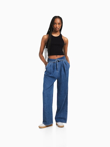 Wide Leg Jean Bershka en bleu