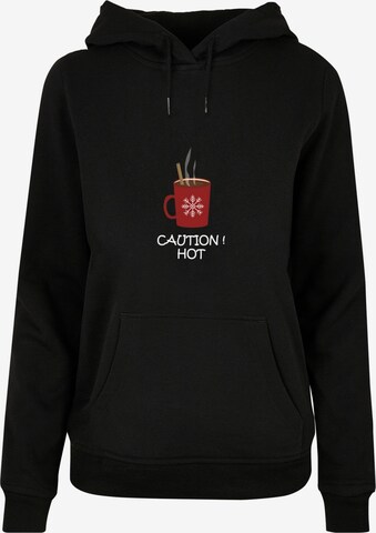 Merchcode Sweatshirt 'Caution Hot' in Black: front