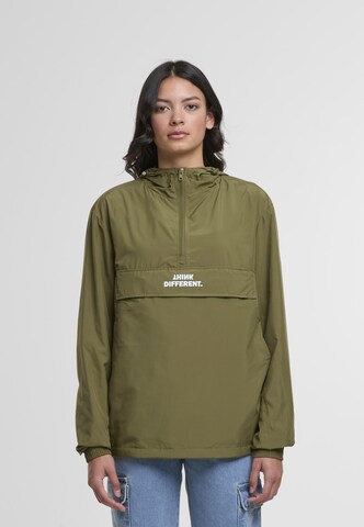 Mister Tee Between-Season Jacket 'Think Different' in Green: front