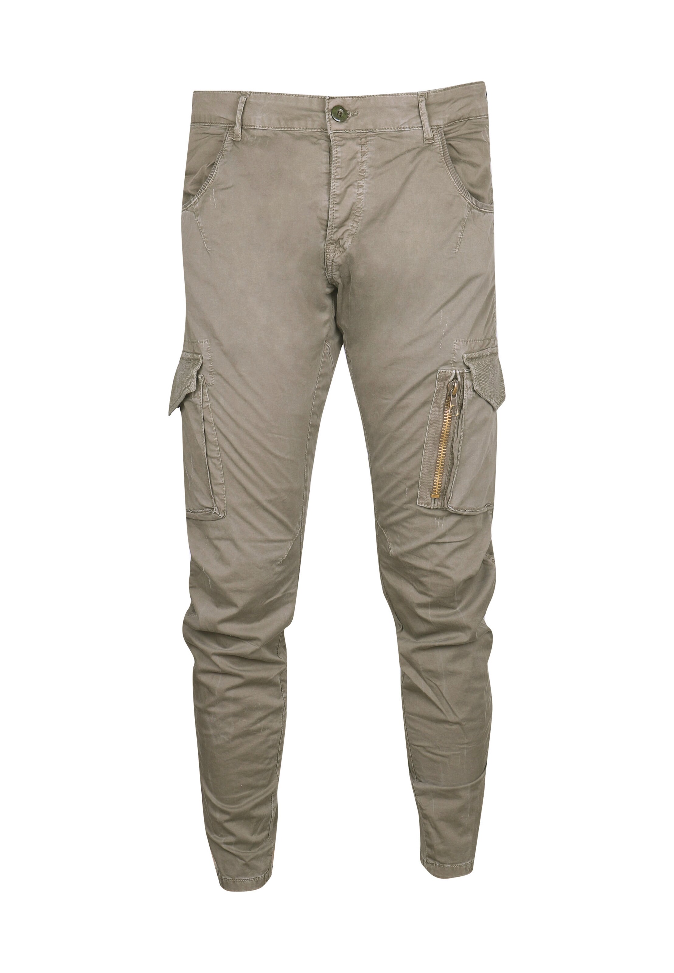 Le Temps Des Cerises Tapered Cargohose 'Alban' in Grün: Vorderseite