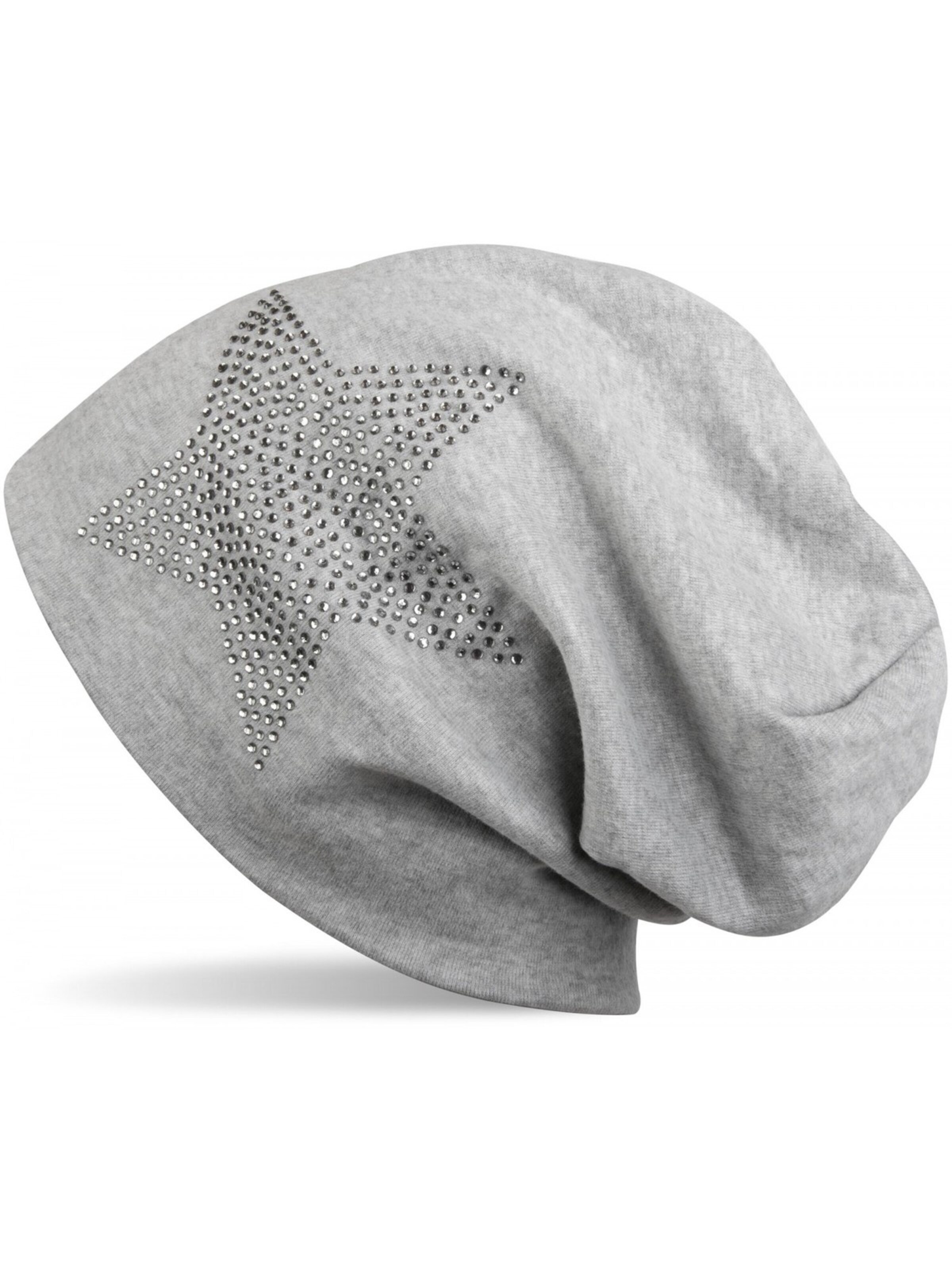 styleBREAKER Mütze 'Warme Beanie Mütze mit Strass Stern'‌‌‌‌‌ in Grau: Vorderseite