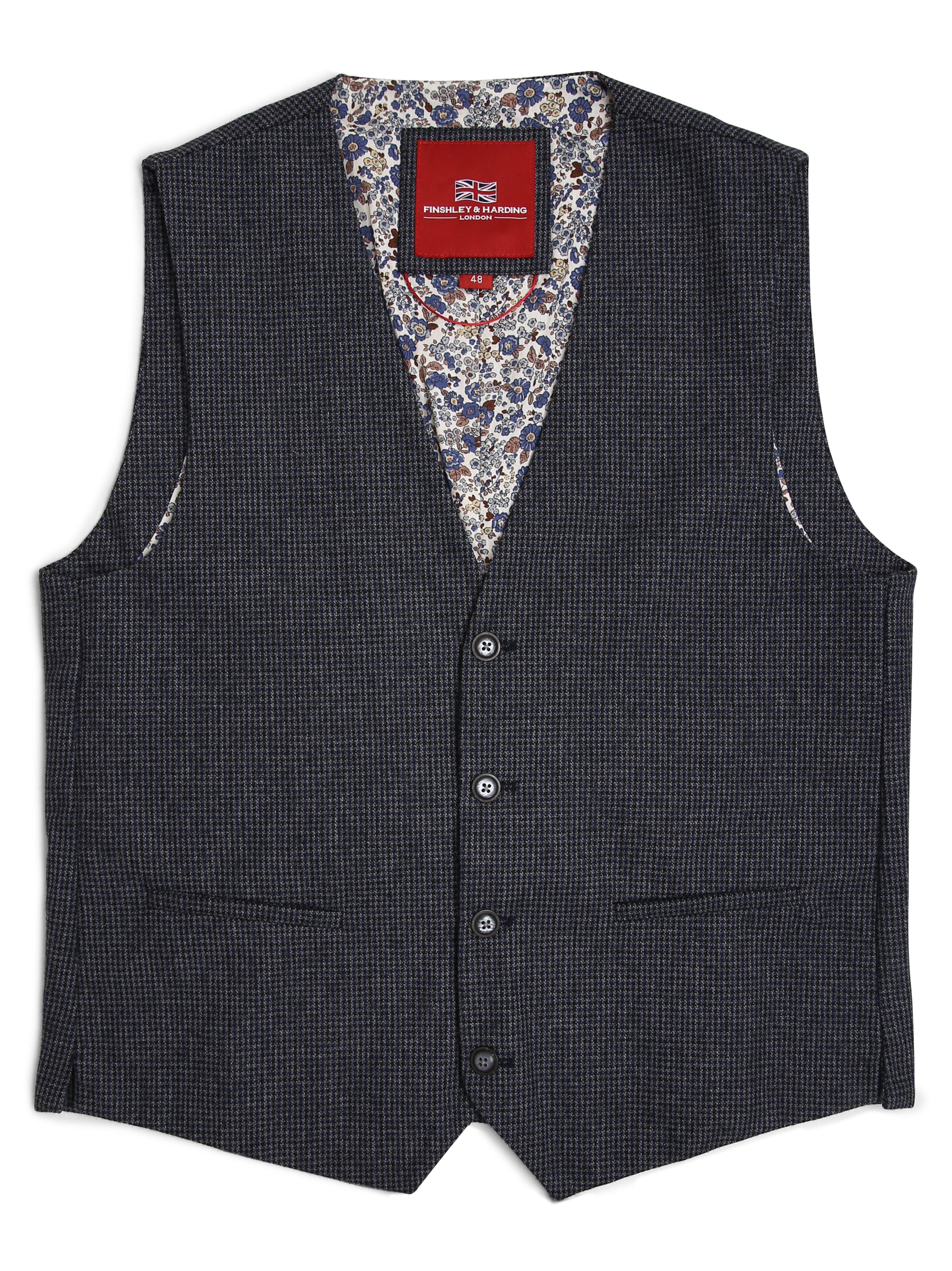 Finshley & Harding London Gilet 'mit Fliege und Einstecktuch' in Blauw: voorkant
