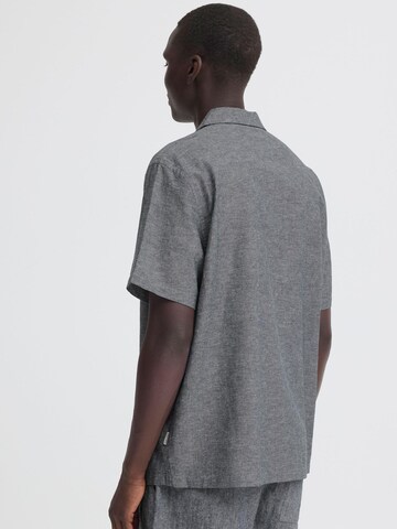 BLEND Comfort fit Button Up Shirt ' BHAban Cuba Linen Mix ' in Blue