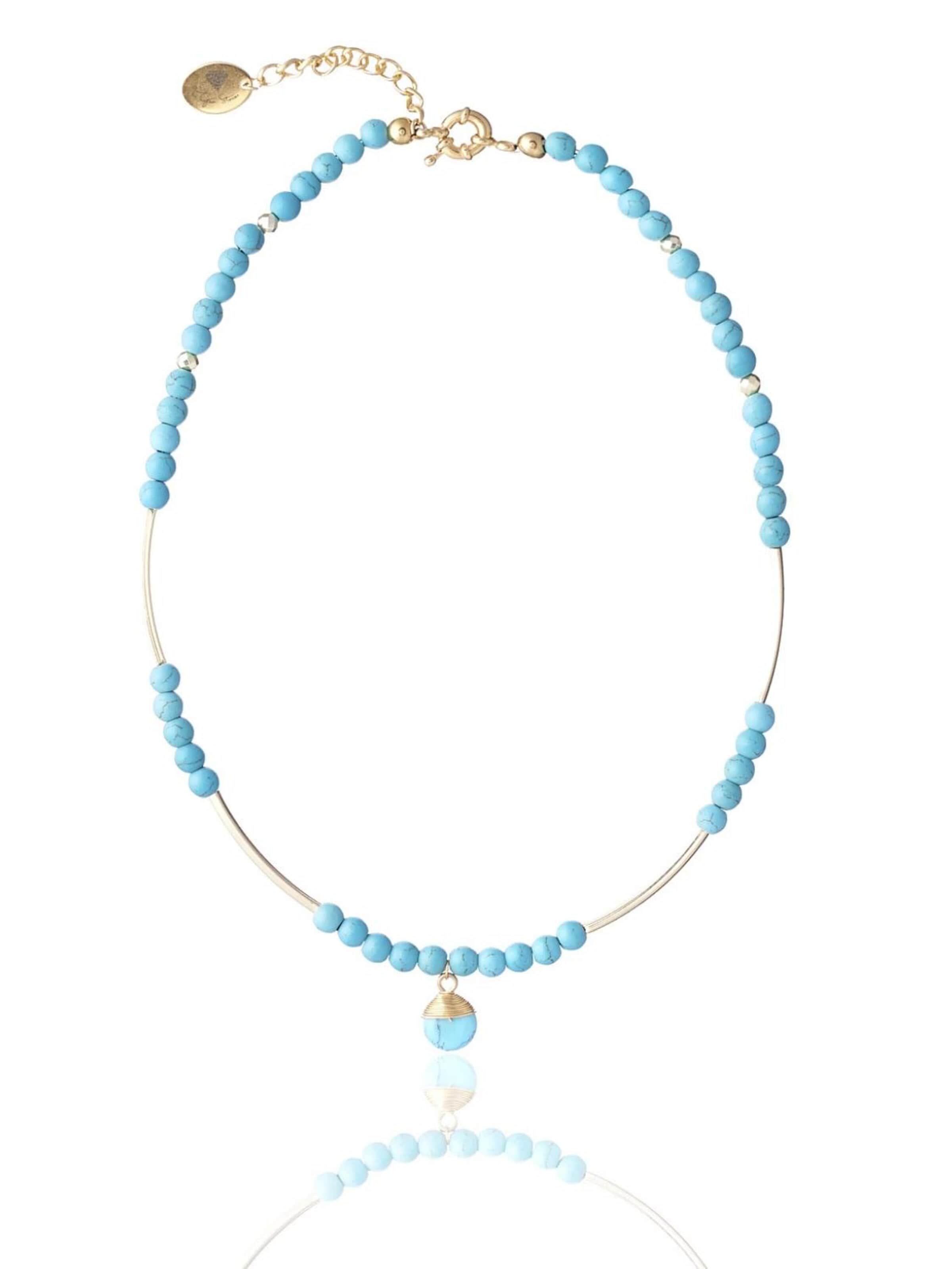 THE GEM STORIES JEWELRY Αλυσίδα 'Turquoise Necklace with Element' σε μπλε: μπροστά