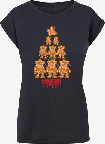 ABSOLUTE CULT Shirt 'Stranger Things - Gingerbread' in Blauw: voorkant