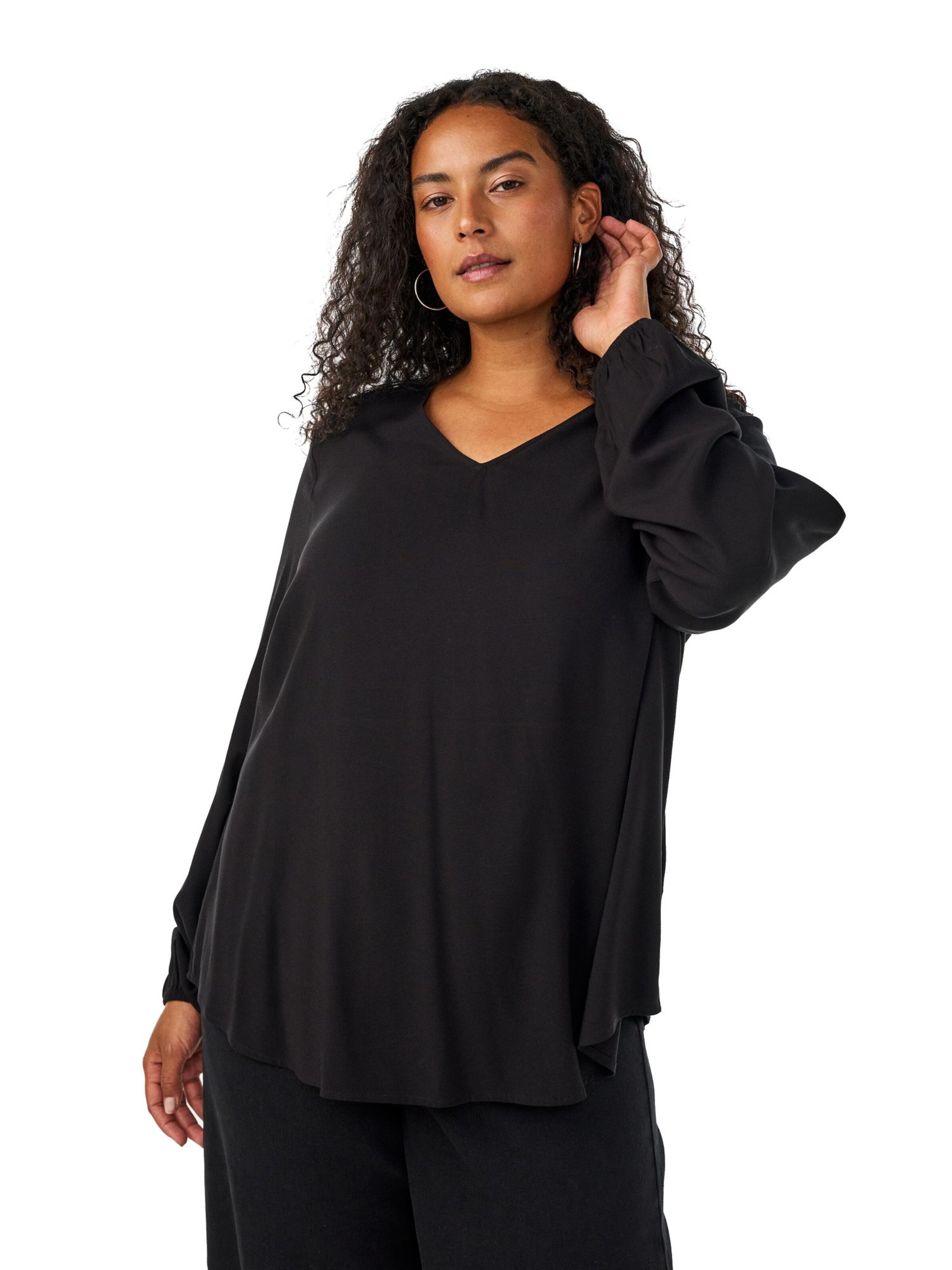 Zizzi Bluse i sort: forside