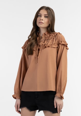 DreiMaster Vintage Blouse 'Abrel' in Bruin: voorkant