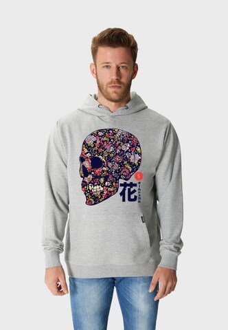Oldskull Kapuzensweatshirt 'Xtreme Vivid Skull' in Grau: Vorderseite