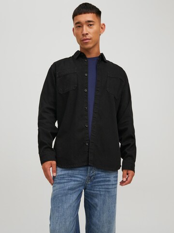 Coupe regular Chemise 'Jeff' JACK & JONES en noir : devant