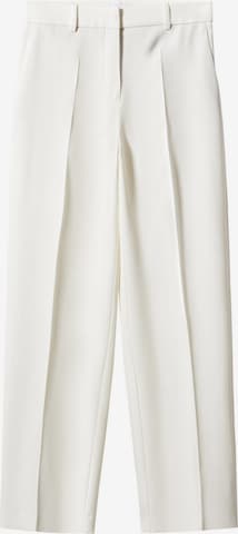 MANGO Wide leg Pleat-Front Pants 'Boxy' in White: front