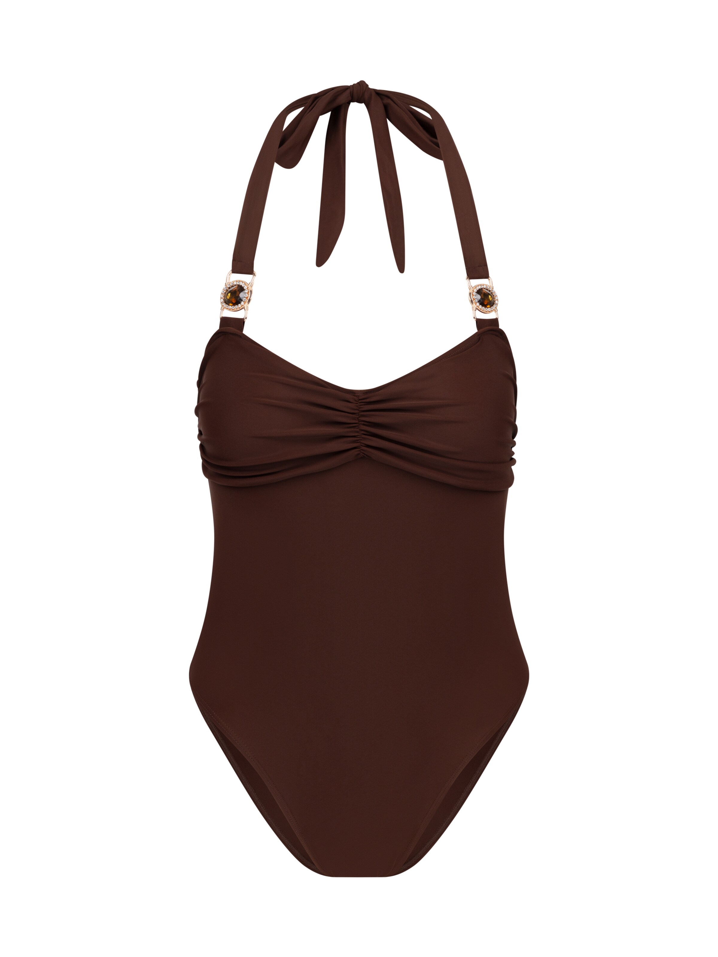 Moda Minx Bralette Swimsuit 'Amour Rouched' in Brown: front