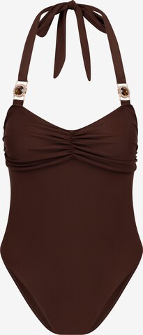 Moda Minx Swimsuit 'Amour Rouched' in Brown: front