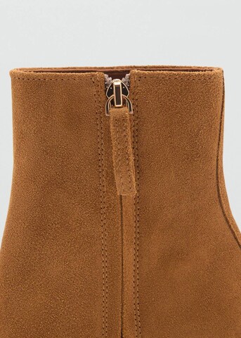 MANGO Ankle Boots 'Tope' in Braun