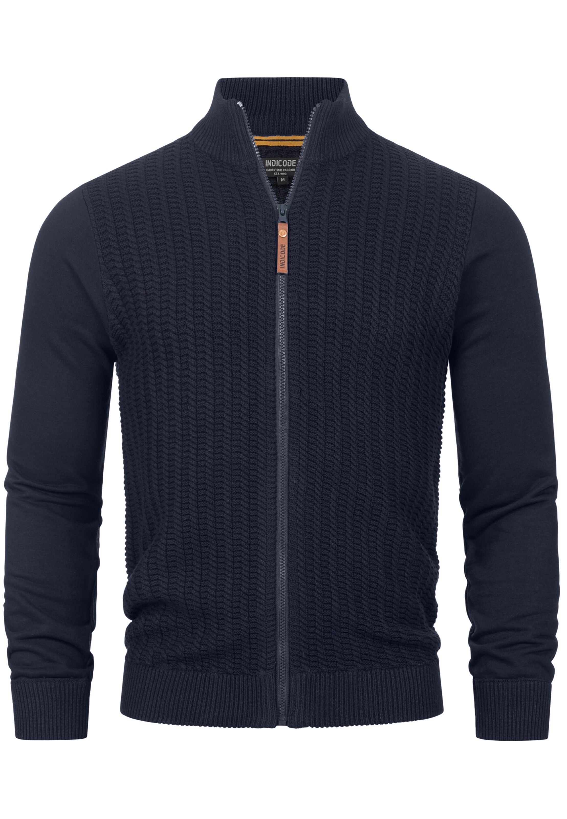 INDICODE JEANS Strickjacke 'Cason' in Blau: Vorderseite