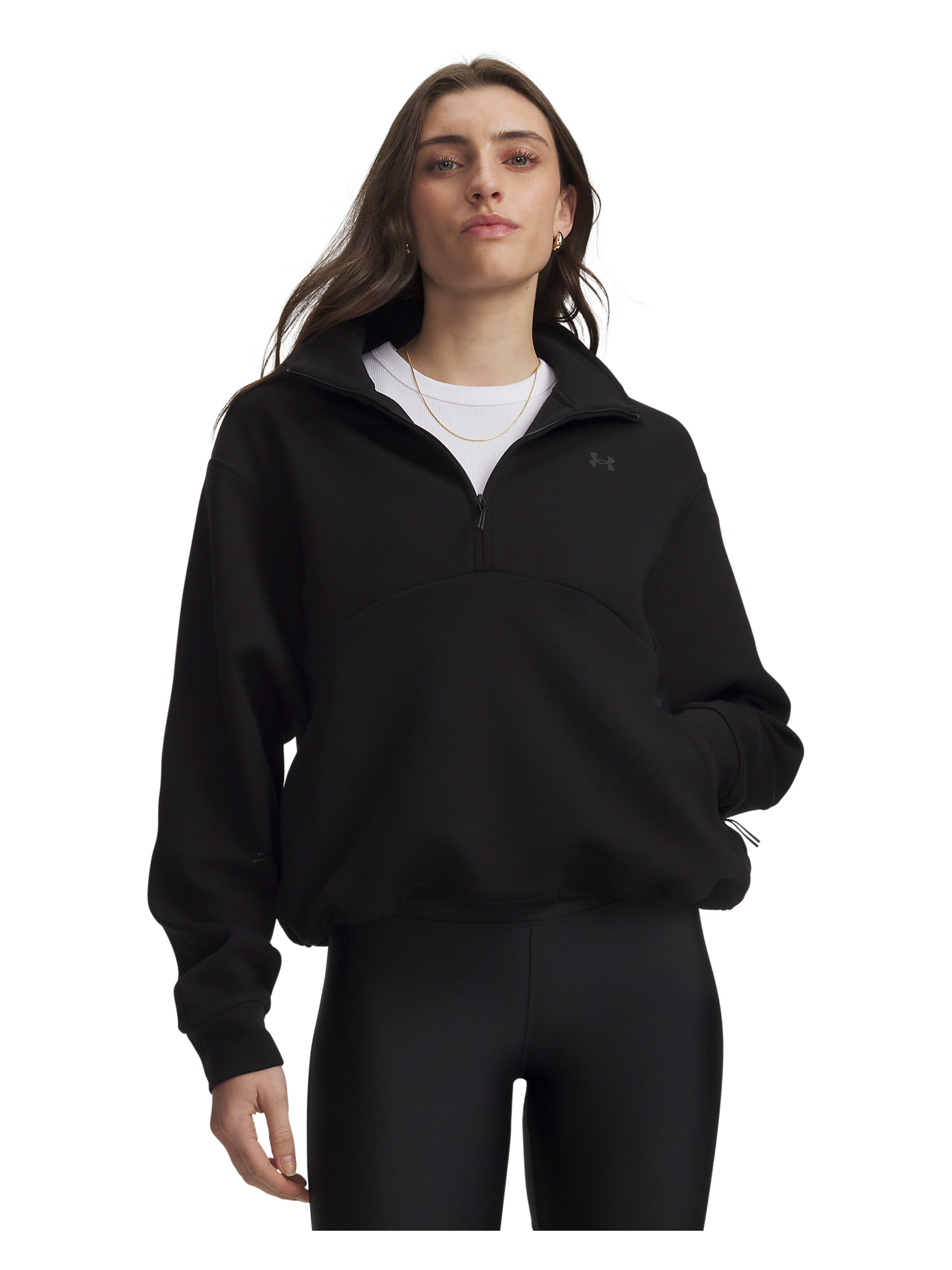 UNDER ARMOUR Sportief sweatshirt 'Unstoppable' in Zwart: voorkant