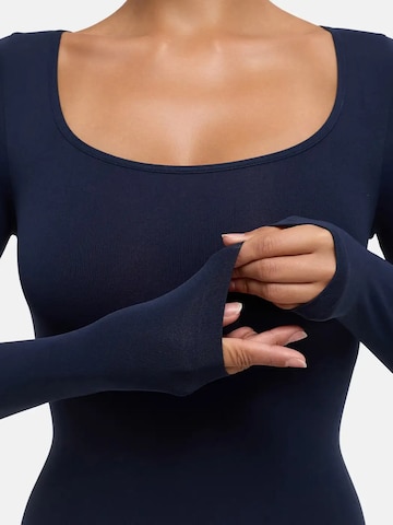 cfab - Body moldeador 'Clean Longsleeve Squareneck Sculpting Bodysuit with Slip' en azul