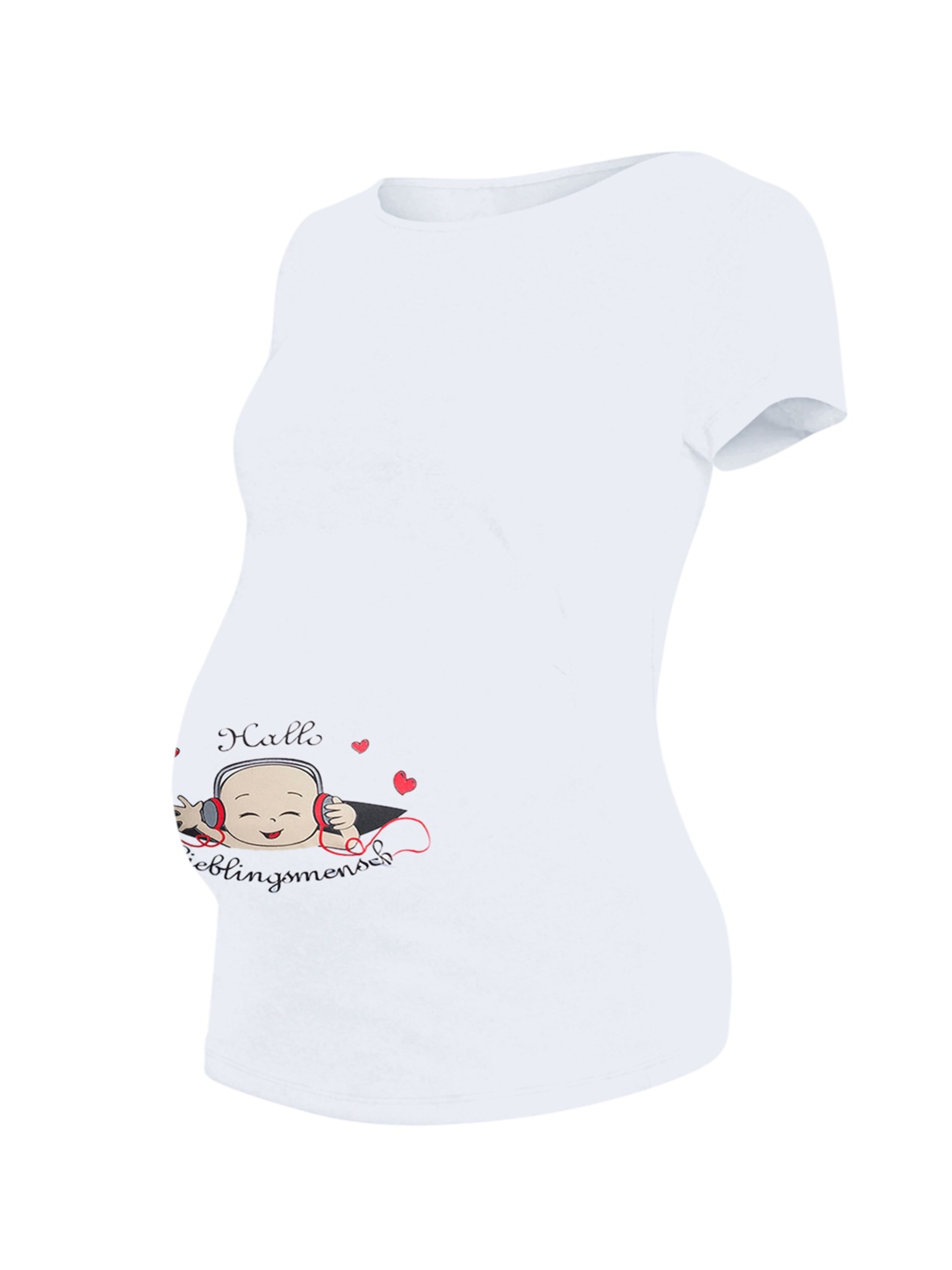 M.M.C. Shirt 'Hallo Lieblingsmensch Umstandsshirt' in White: front
