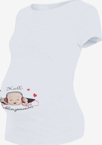 M.M.C. Shirt 'Hallo Lieblingsmensch Umstandsshirt' in White: front