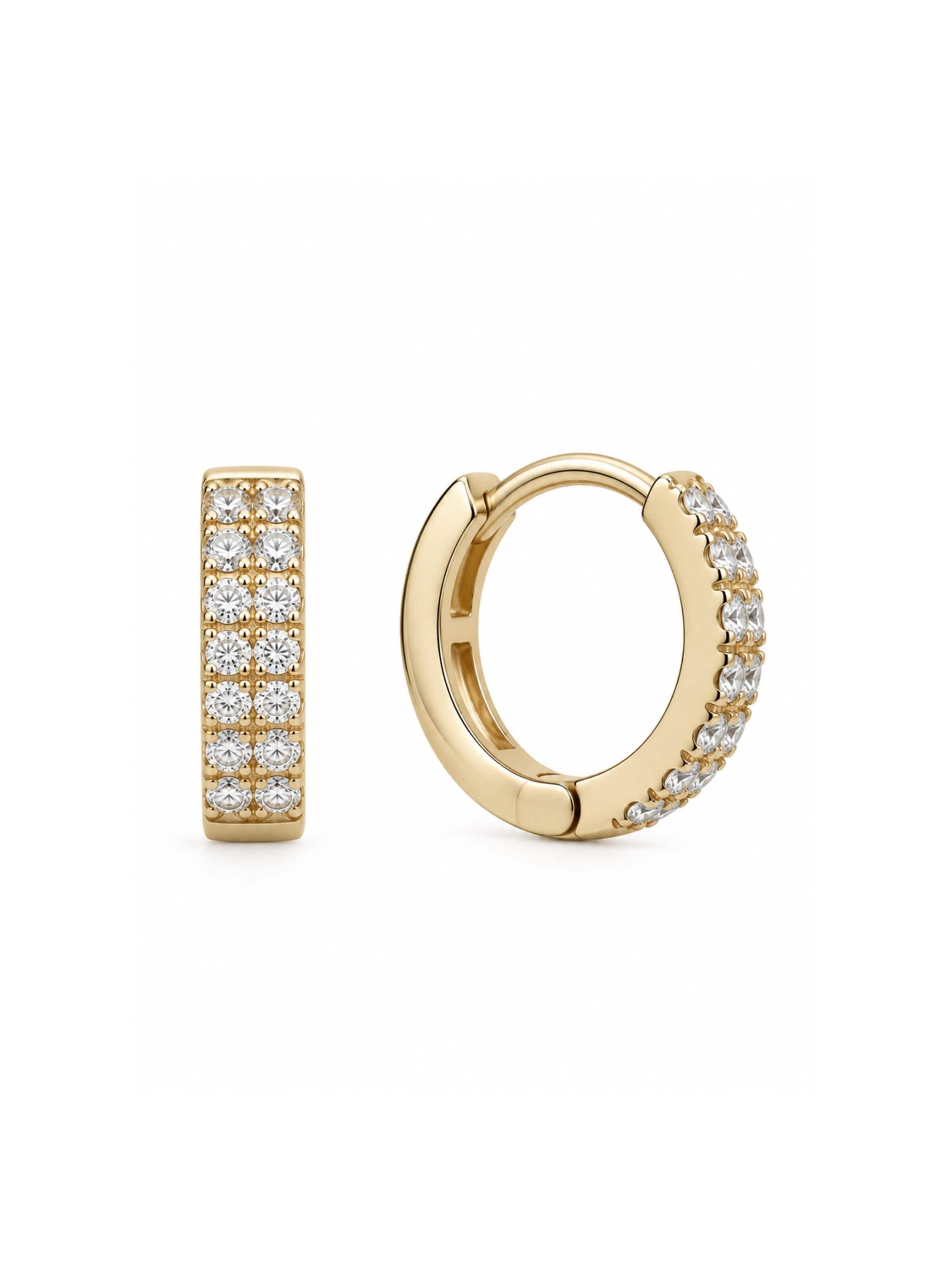 CHIVAL Earrings 'Timeless Pavé Hoop Small' in Gold: front