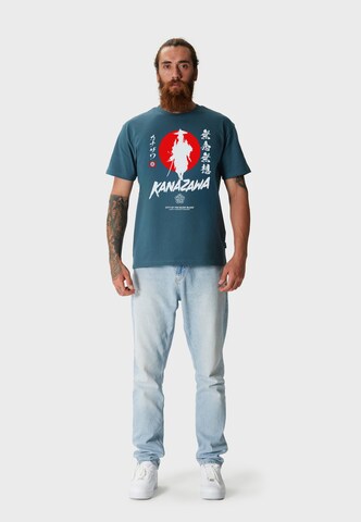 Oldskull Shirt 'Asian Silent Blade Kanazawa' in Blauw