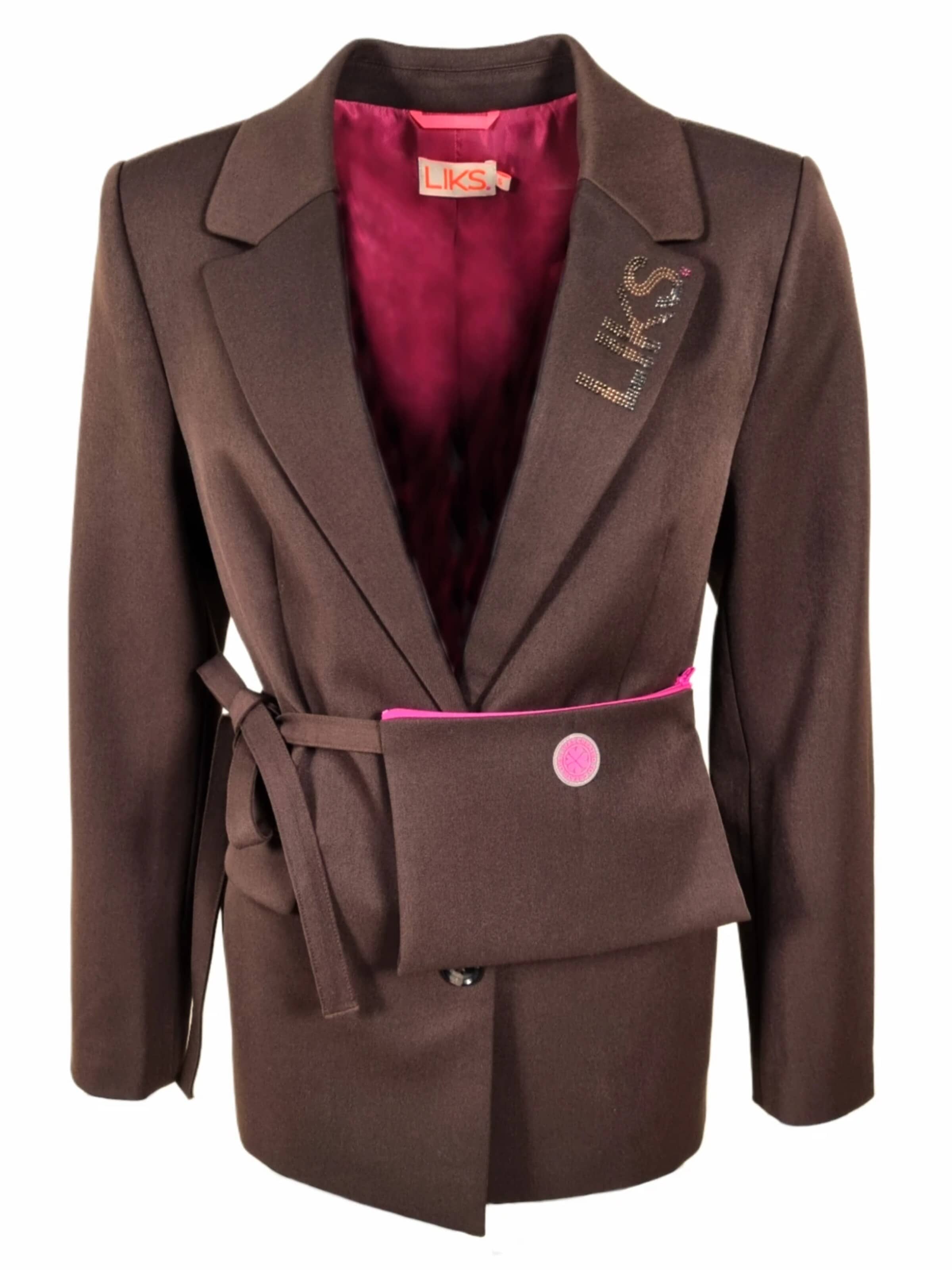 LIKS. Munich - Blazer 'mit Taschengürtel mit Applikation am Kragen aus Polyester - Viscose - Mischung - YunaC' en marrón