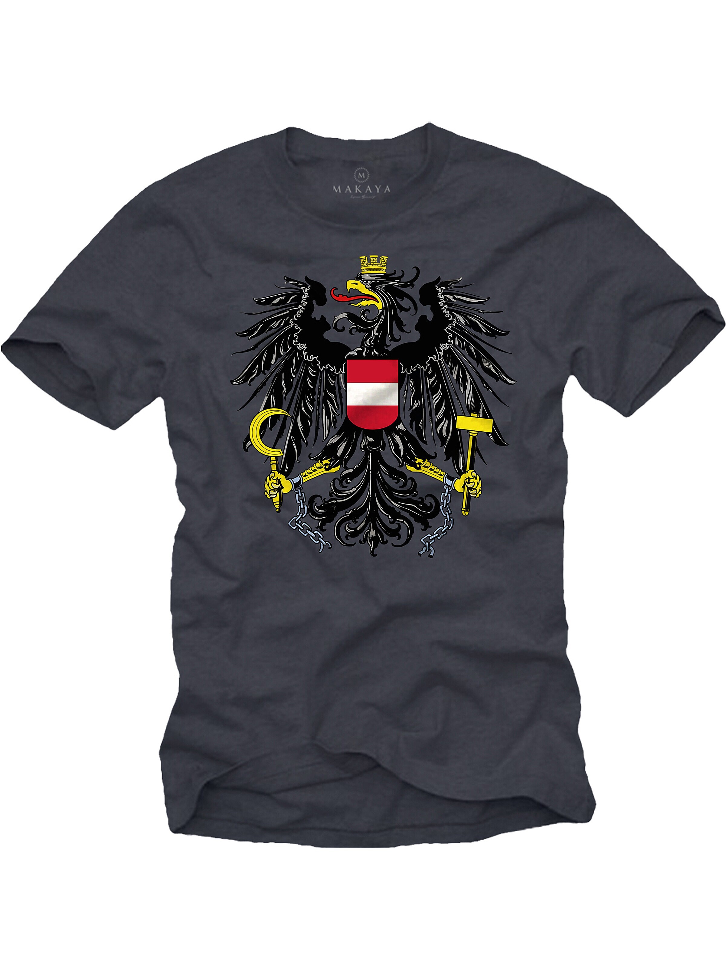 MAKAYA Shirt 'AT-Adler groß' in Grey: front