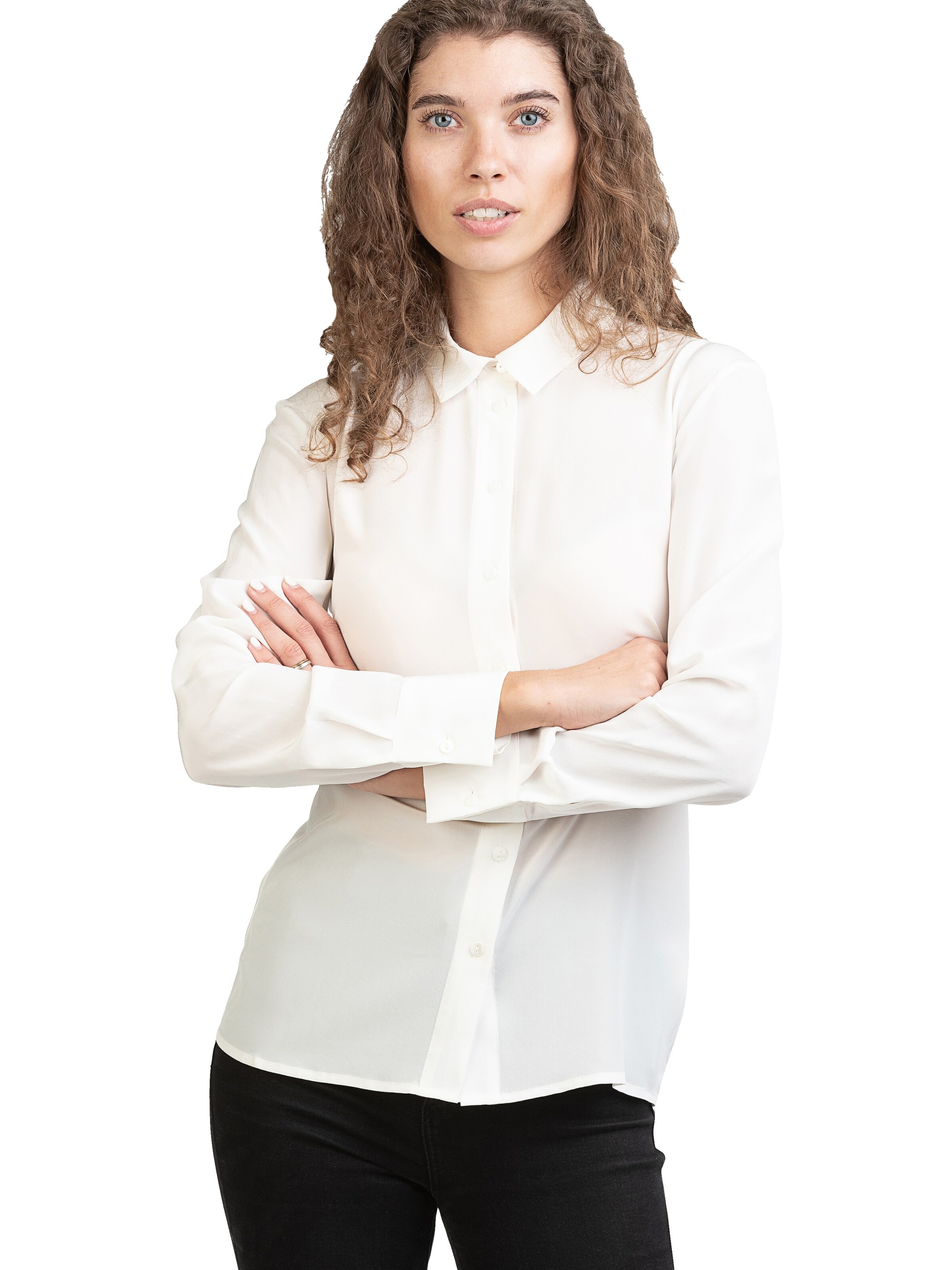 Camicia da donna 'Seidenbluse Collettoseta' di Posh Gear in bianco: frontale