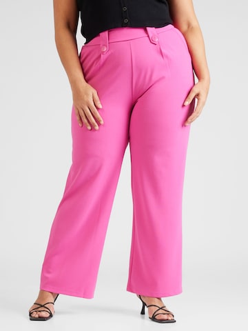 ONLY Carmakoma Wide leg Παντελόνι πλισέ 'SANIA' σε ροζ: μπροστά