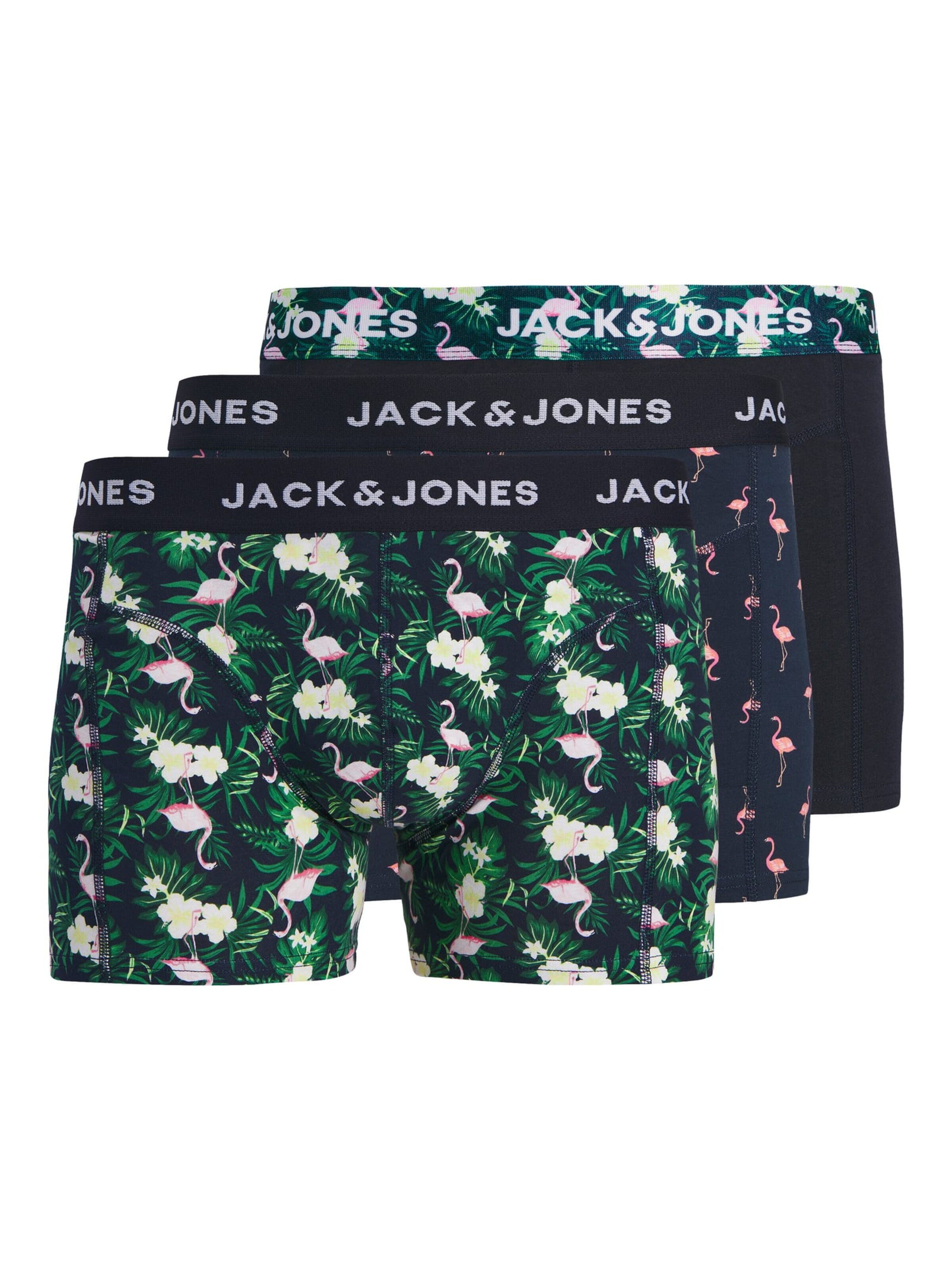 JACK & JONES Boxershorts 'flamingo' in Zwart: voorkant