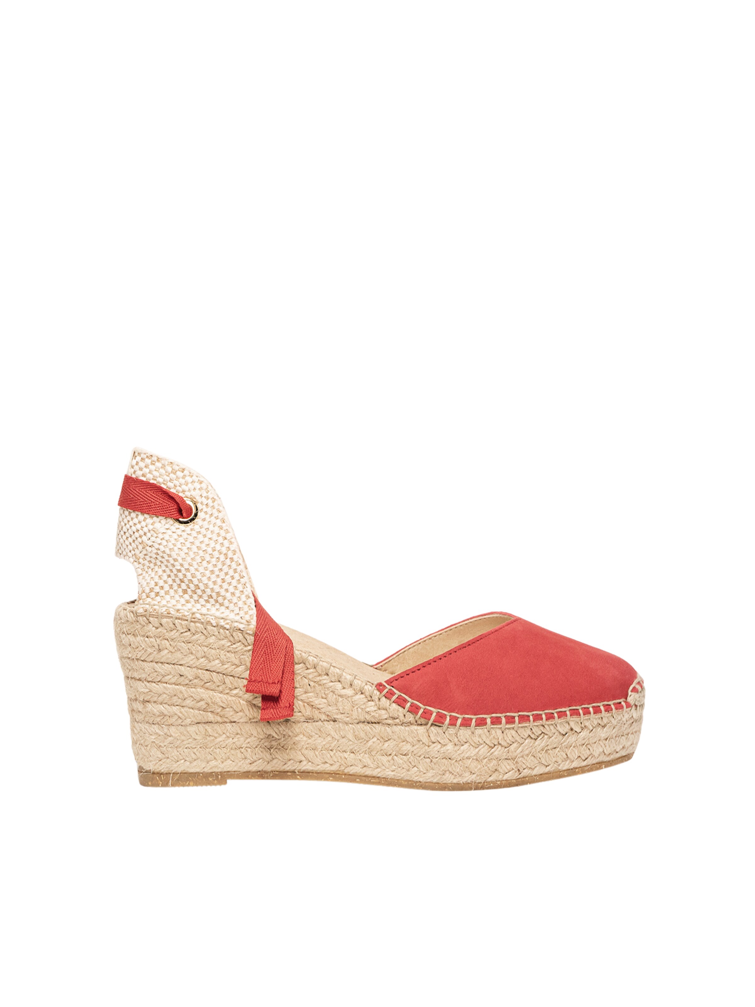Sandalo 'Alpargata Cuña 8 cm' di Alhamas in rosso: frontale