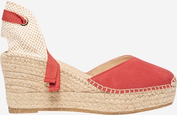Sandalo 'Alpargata Cuña 8 cm' di Alhamas in rosso: frontale