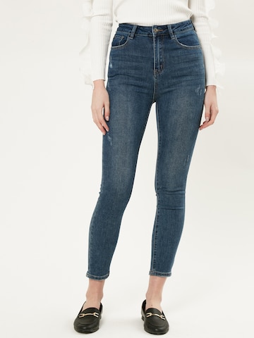 Influencer Skinny Jeans i blå: framsida