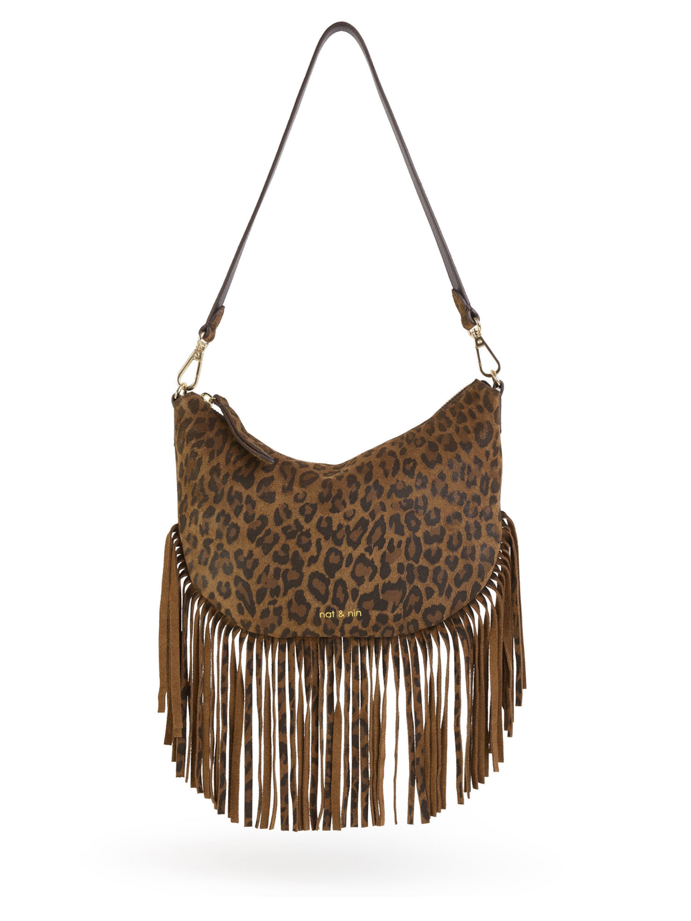 Nat&Nin Τσάντα ώμου ' LUNE FRANGE ' σε καφέ: μπροστά