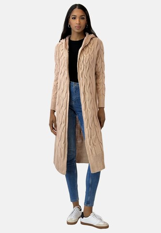 Elara Gebreide mantel in Beige: voorkant