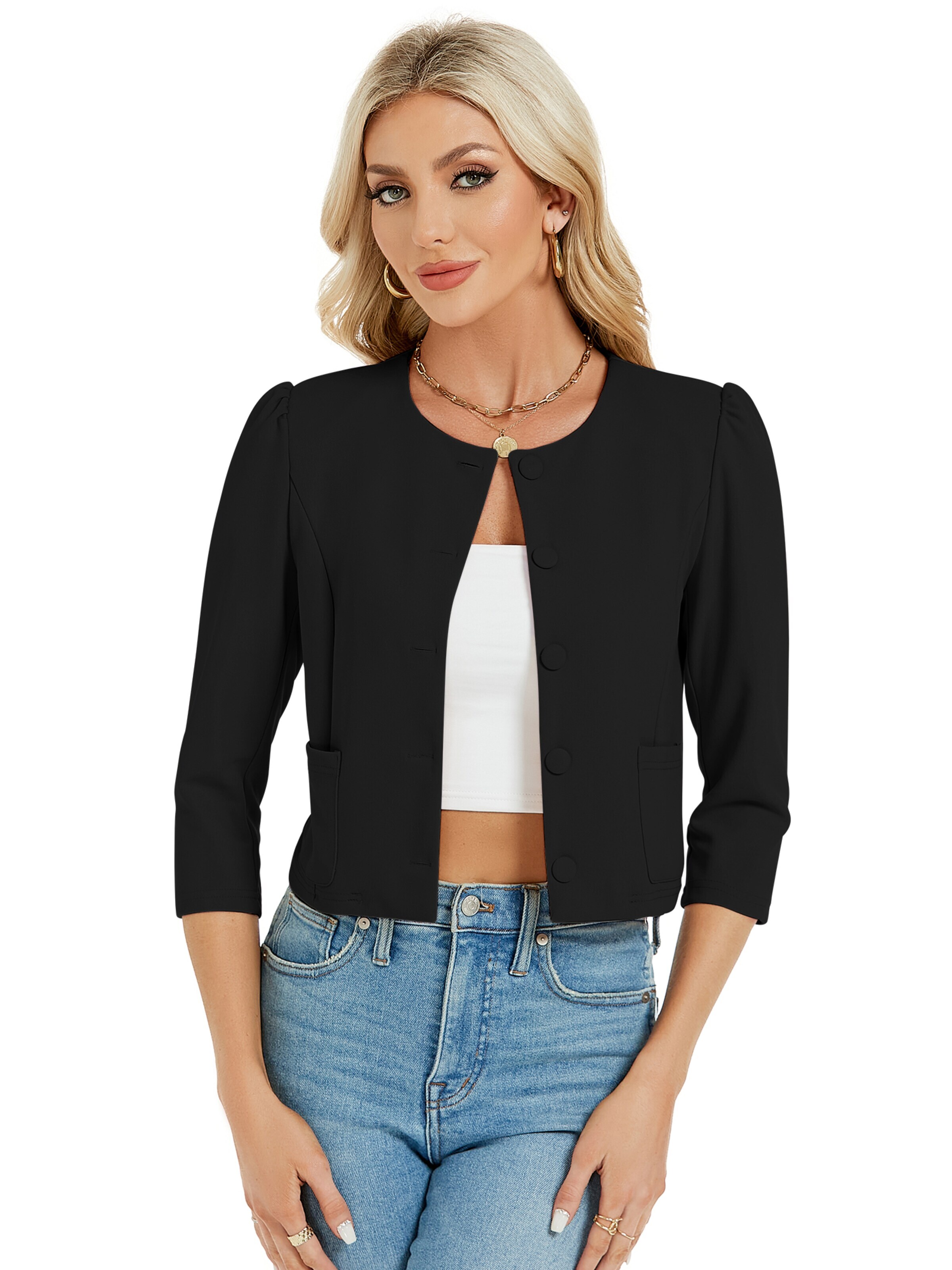 Yesfashion Regular Fit Sakko in Schwarz: Vorderseite