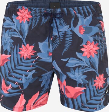 BOSS Athletic Swim Trunks in Blue: front