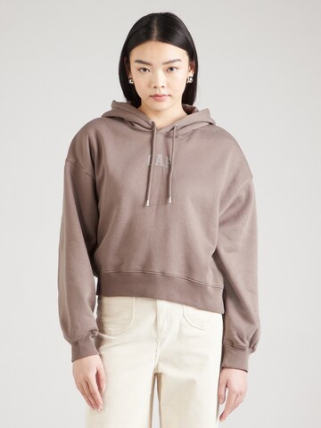 GAP Суичър 'FLEECE ABBREV PO HOOD' в кафяво: отпред