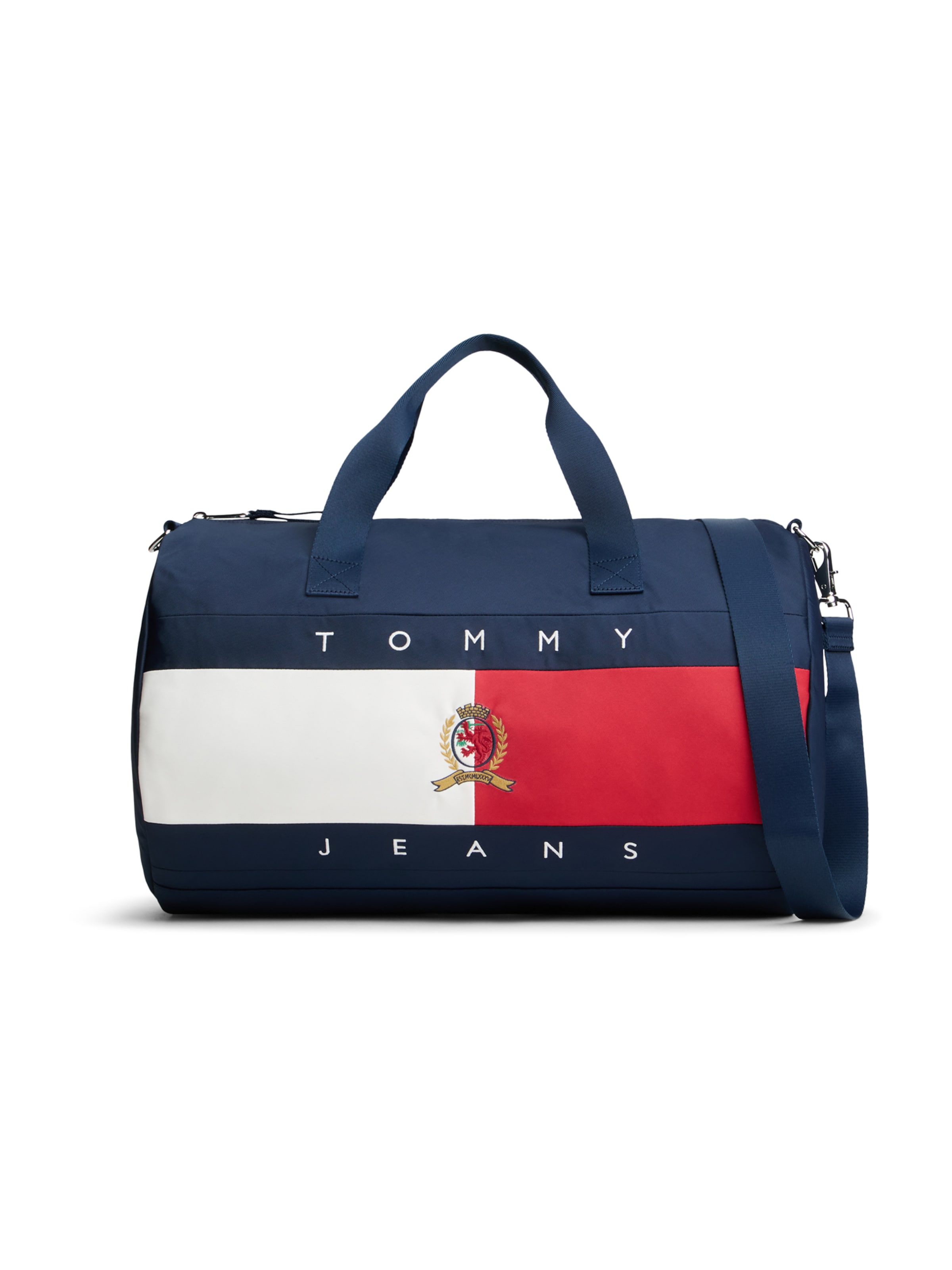 Tommy Jeans Чанта за пътуване тип "Weekender" в синьо: отпред