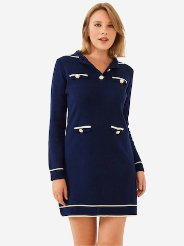 Bianco Lucci - Vestido de malha em azul: frente