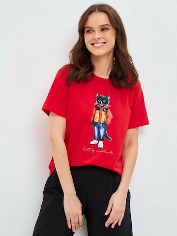 T-shirt 'Sport Casual Cat' Cat e Lolette en rouge