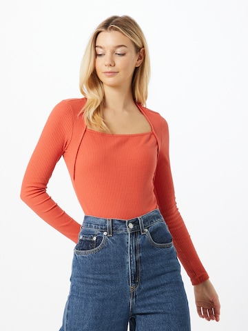 NU-IN Shirt Bodysuit in Red: front