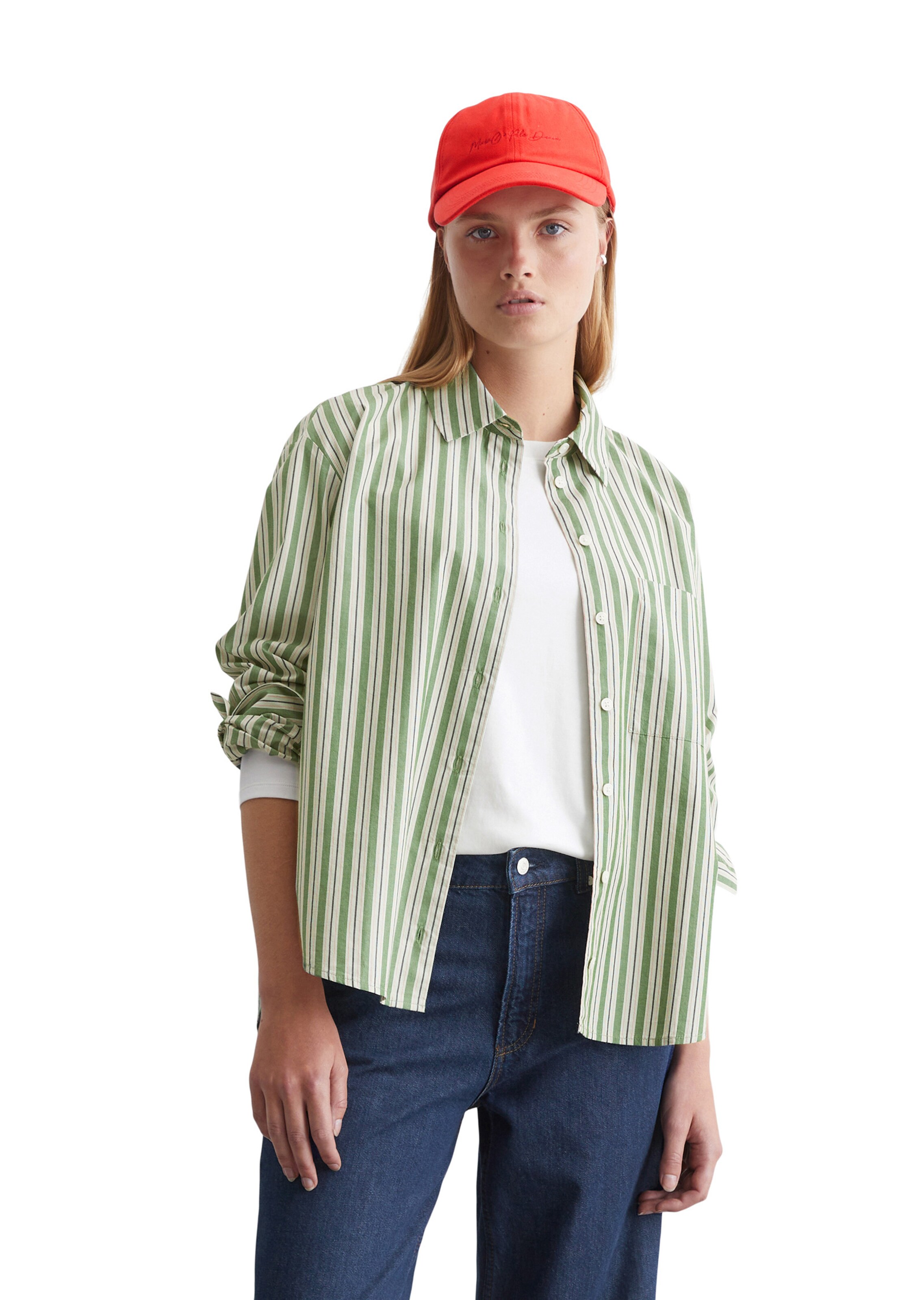 Marc O'Polo DENIM Bluse in Grün: Vorderseite