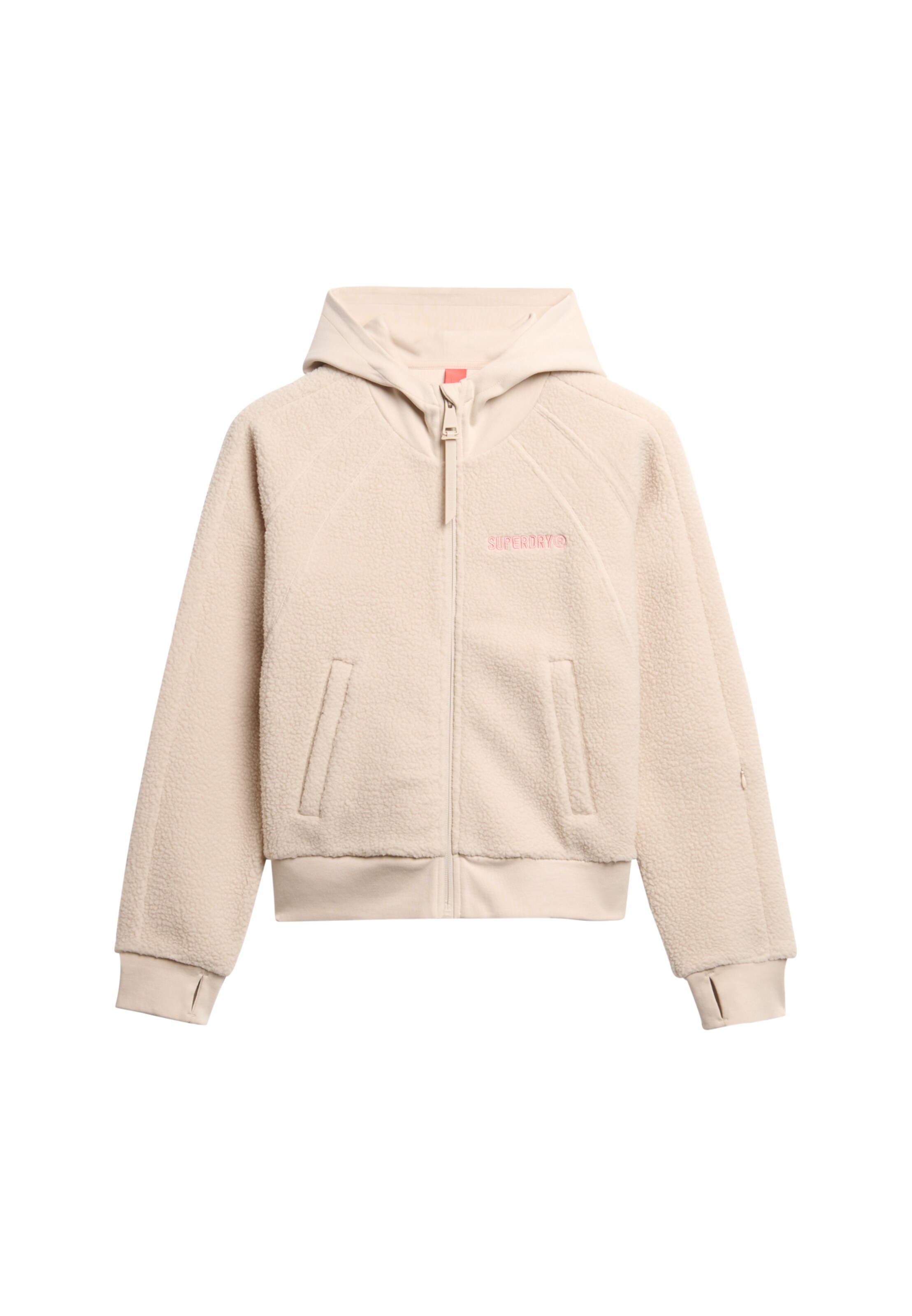 Superdry Fleece Jacket in Beige: front